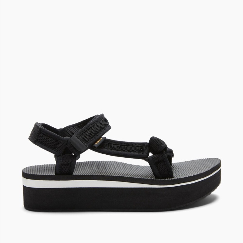 TEVA Universal Platform Sandals Black Mesh Print Lightweight Women's Size 7